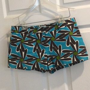 Milly of NY turquoise flower short shorts EUC